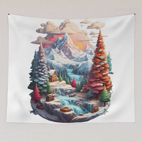 Item preview, Distant view of mountains and forest in winter. designed and sold by wplamkung.
