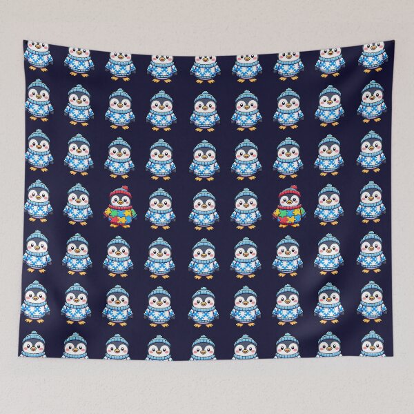 Item preview, Autism Awareness Puzzle Penguin Party Pattern designed and sold by SubtleSplit.