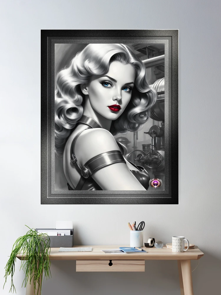 The Valves Need Adjusting Film Noir Alluring Portrait Illustration AI Concept Art by Xzendor7 Room Decor Poster Art Print