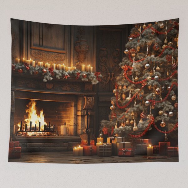 Item preview, Waiting for Christmas | A big Christmas tree in a cozy room with a fireplace... designed and sold by Cris888.