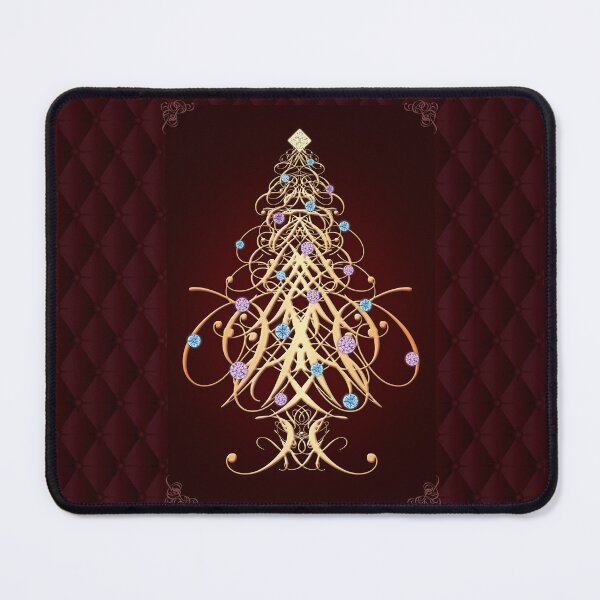 Item preview, "Loopy" Christmas Tree on Dark Wine Red Background designed and sold by SideDishDesign.