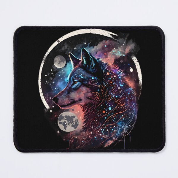 Item preview, Mystical wolf in the cosmos of magical worlds designed and sold by EternalDelight1.