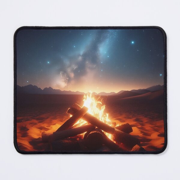 Item preview, Desert campfire under a starry sky - art print designed and sold by CatandRocknRoll.