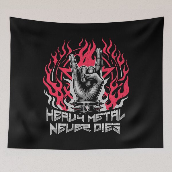 Item preview, Heavy Metal Never Dies - Flaming Horns Hand Pentagram Rock N' Roll designed and sold by lunaticbear.