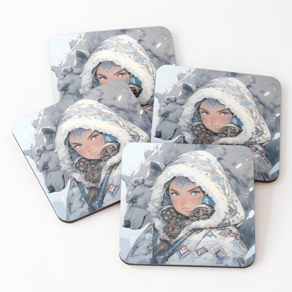 Item preview, Anime snow girl with white bear portrait art designed and sold by TheArtistOf2022.