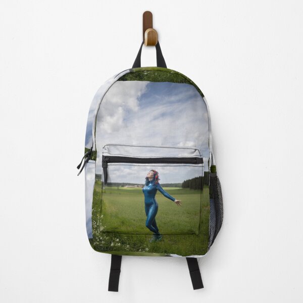 Item preview, Rainbow hair, blue catsuit, green field designed and sold by photour.