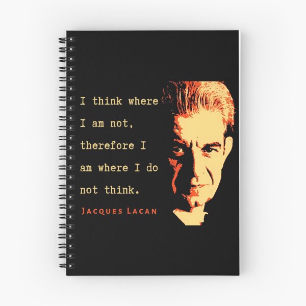 Item preview, Jacques Lacan portrait and  quote: I think where I am not, therefore I am where I do not think. designed and sold by artbleed.