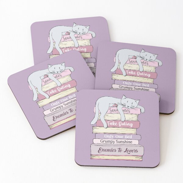 Item preview, Romance Tropes Pink Book Kindle Addict Gift Ideas Cat and books designed and sold by StickyBook.