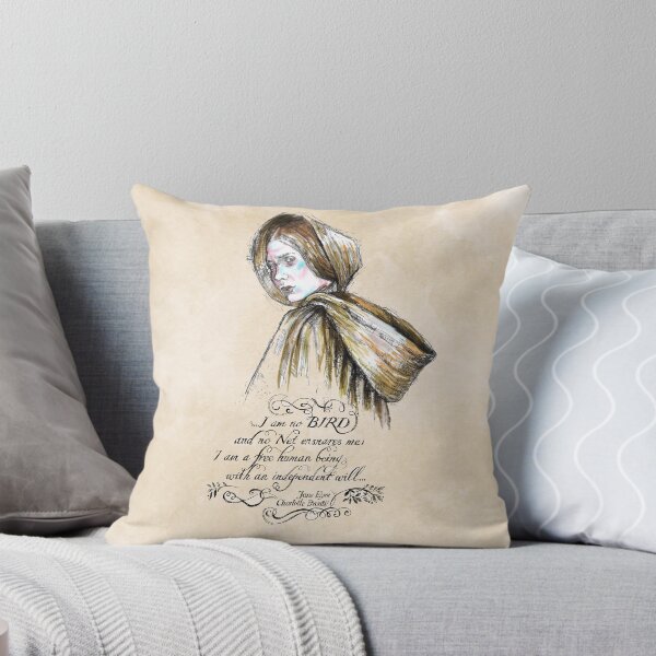 Jane Eyre - Charlotte Bronte - Feminist Quote - I'm no Bird. Throw Pillow