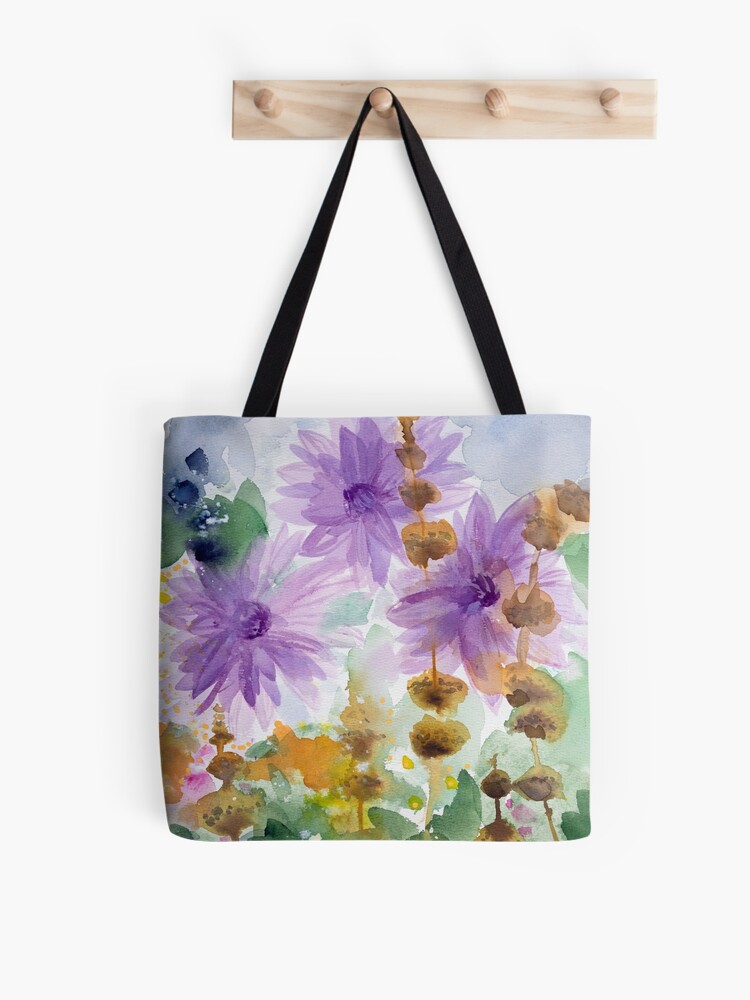 Thumbnail 1 of 2, Tote Bag, Noldes garden - Purple Dahlia designed and sold by BirgitteB.