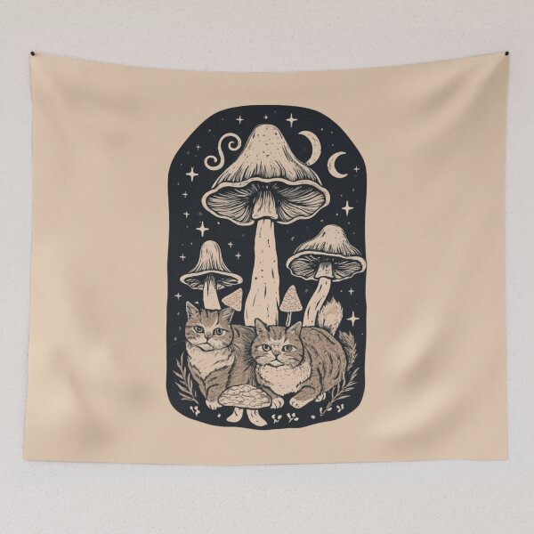 Aperçu de l'œuvre Chats et champignons esthétiques Cottagecore créée et vendue par brytfanna.