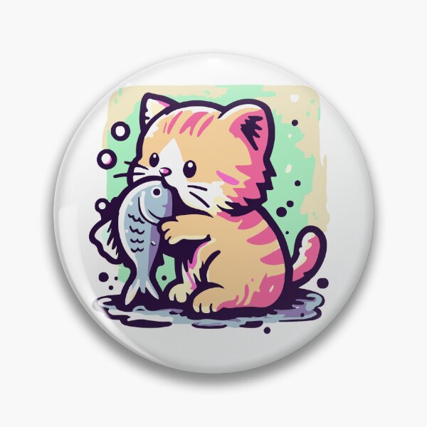 Aperçu de l'œuvre Chat qui aime le poisson créée et vendue par SiMinDesigns.
