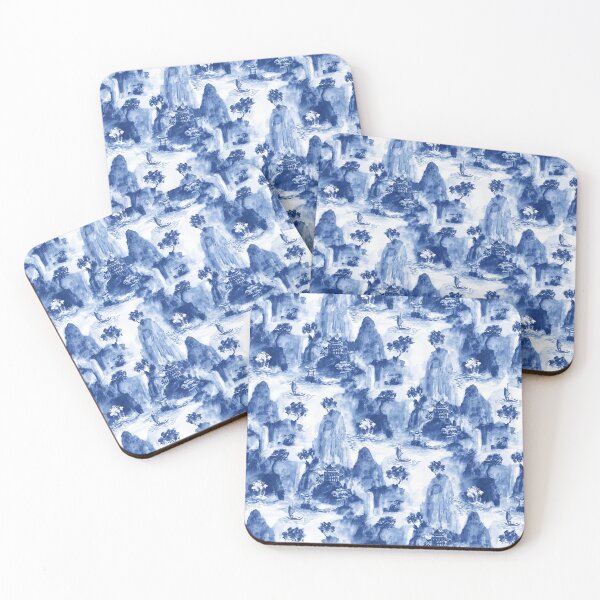 Item preview, Sumi e landscape blue china designed and sold by Alessandro Remo Mazzoni Remotextiles.