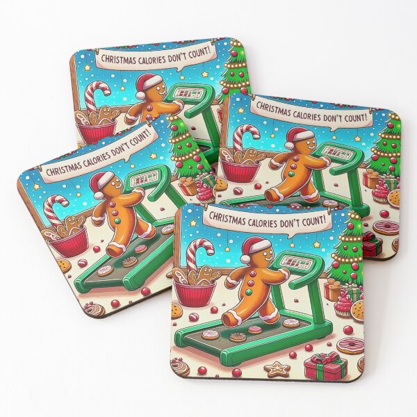 Item preview, Christmas Calories Don't Count - Gingerbread Man on Treadmill designed and sold by gleefulme.