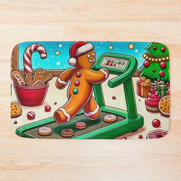 Item preview, Christmas Calories Don't Count - Gingerbread Man on Treadmill designed and sold by gleefulme.