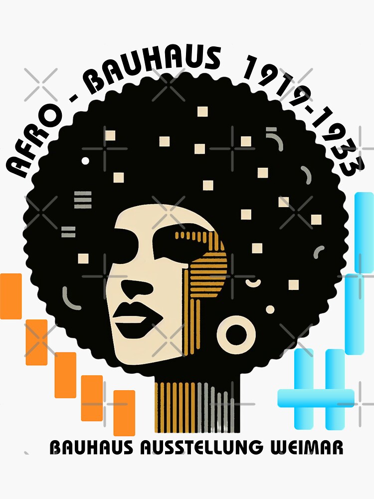 Aperçu 3 sur 3. Sticker avec l'œuvre Femme afro style bauhaus - Femme afro-américaine créée et vendue par Alkymias.