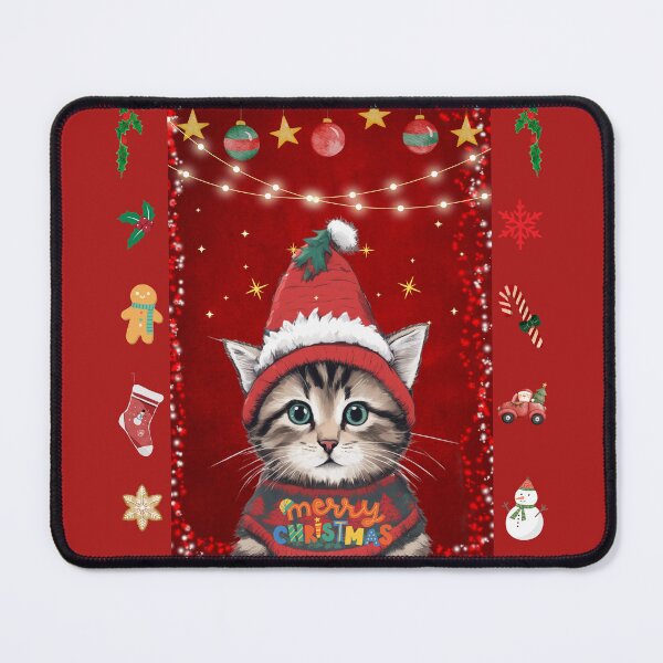 Item preview, Cute Cat Wishes You a Meowy Christmas designed and sold by ALITTLETOWN.