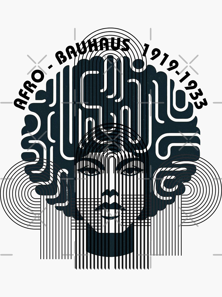 Aperçu 3 sur 3. Sticker avec l'œuvre Femme afro style bauhaus - Femme afro-américaine créée et vendue par Alkymias.