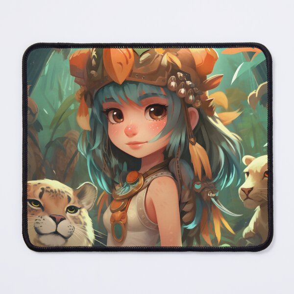 Item preview, Tribal anime chibi girl with Animals in forest art designed and sold by TheArtistOf2022.