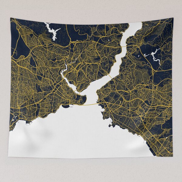 Item preview, Istanbul City Map of Turkey - Gold Art Deco designed and sold by deMAP.