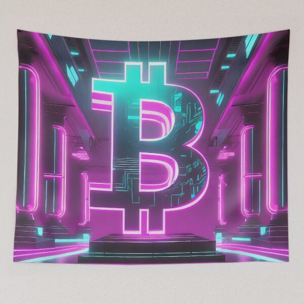 Item preview, Bitcoin symbol in neon environment designed and sold by polemon.