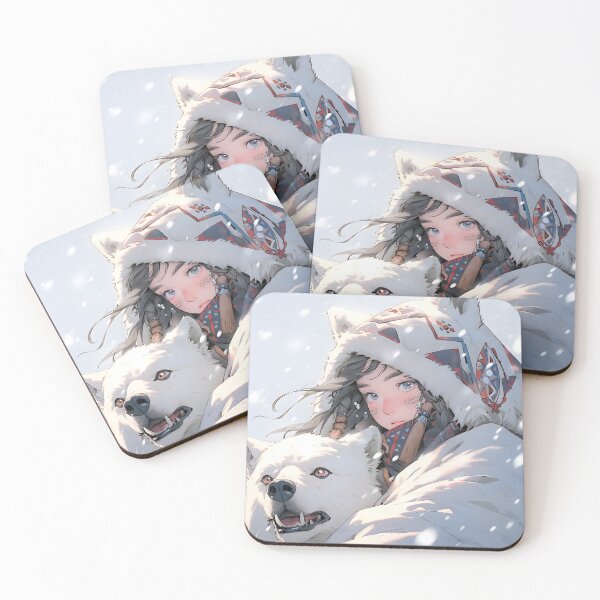 Item preview, Anime snow girl with white bear portrait art designed and sold by TheArtistOf2022.
