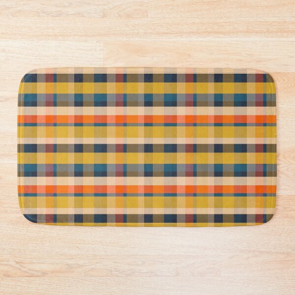 Item preview, Retro Modern Plaid Pattern Mustard Yellow Blue Orange designed and sold by kierkegaard.