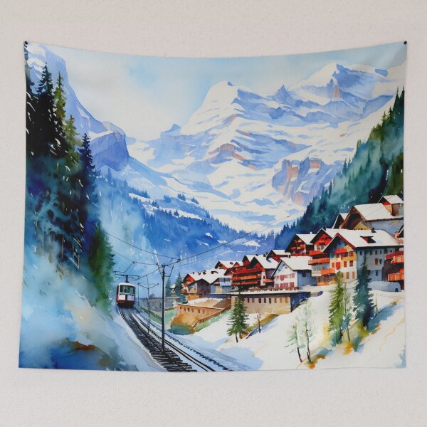 Item preview, Watercolor Design of Wengen - Switzerland  designed and sold by Sketch-Shack.