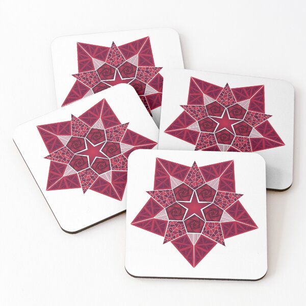Item preview, Red Five Pointed Star with Twirly Pentagons designed and sold by DHTDesigns.