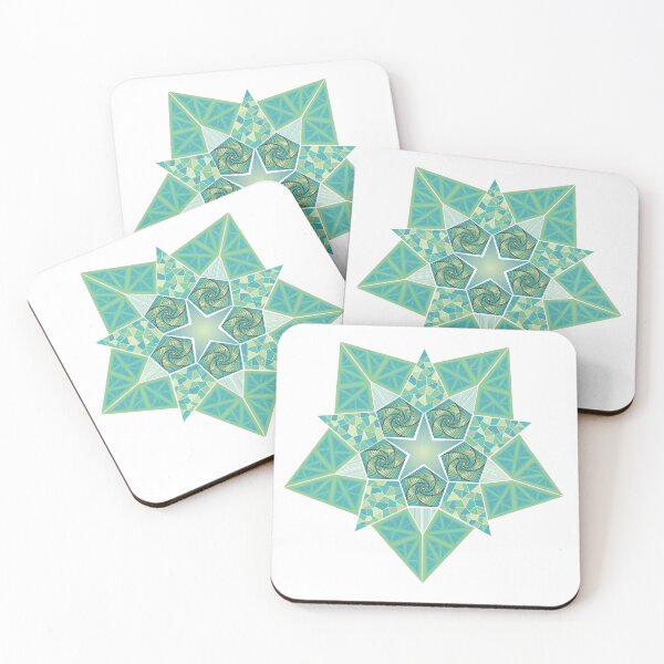 Item preview, Green Five Pointed Star with Twirly Pentagons designed and sold by DHTDesigns.