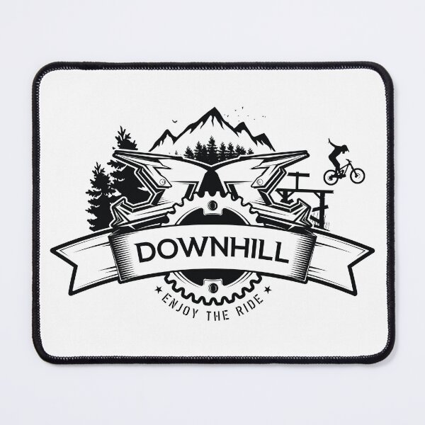 Item preview, Downhill mountain bike badge with full face helmet and mountains. designed and sold by Yuri Hoyda.