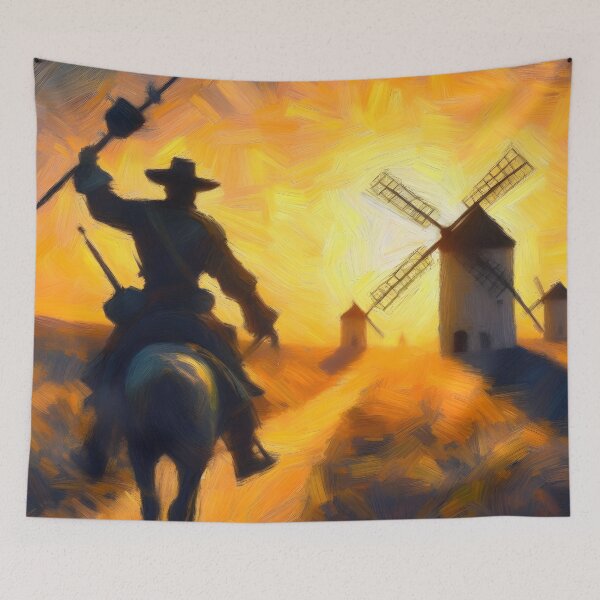 Item preview, Don Quixote Attacking Windmills designed and sold by ClassicRetroism.