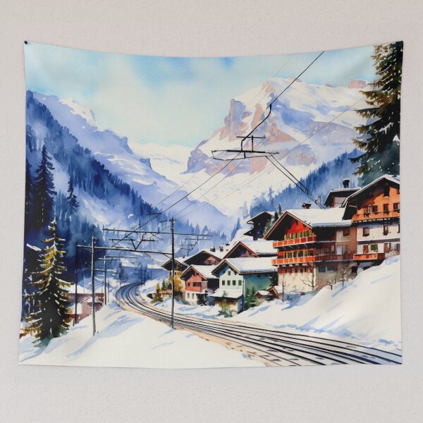 Item preview, Watercolor Design of Wengen - Switzerland  designed and sold by Sketch-Shack.