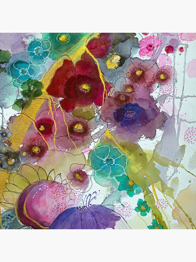 Thumbnail 4 of 4, Pillow, Abstract with deep red flower designed and sold by BirgitteB.
