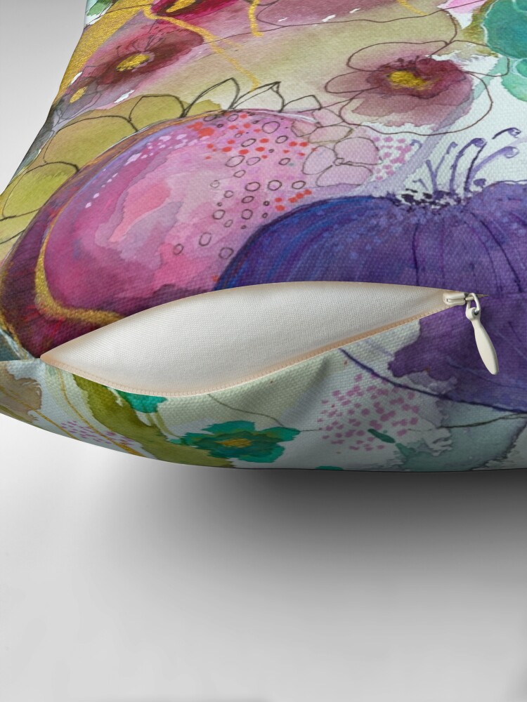 Thumbnail 2 of 4, Pillow, Abstract with deep red flower designed and sold by BirgitteB.