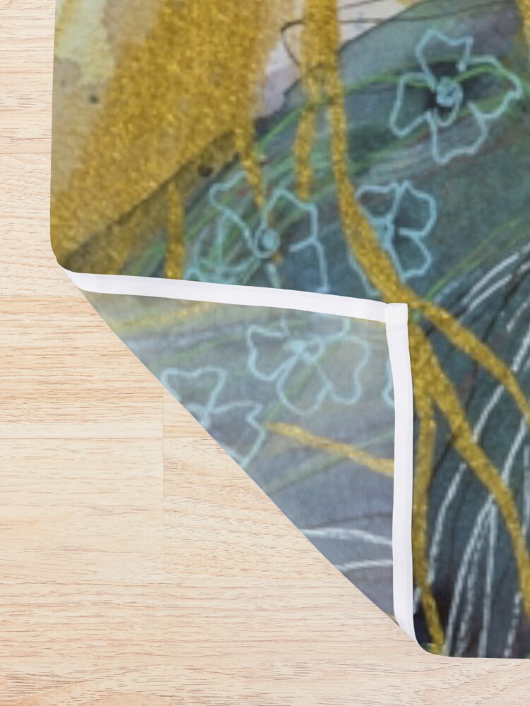 Thumbnail 2 of 5, Shower Curtain, Abstract with deep red flower  designed and sold by BirgitteB.