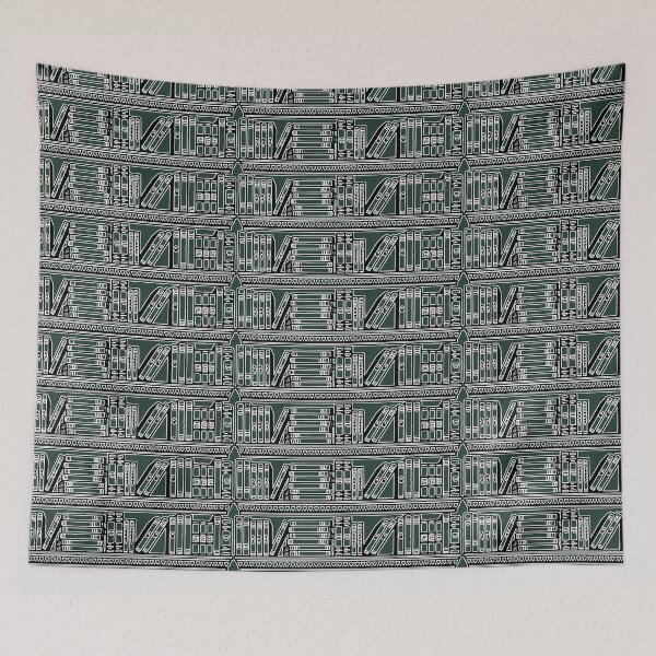 Item preview, Whispers & Wisdom : Book Shelves Pattern on Dark Green Background  designed and sold by IraNiva.