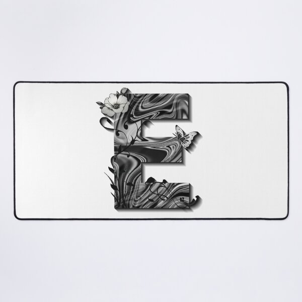 Item preview, Monogram E black and white botanical liquid marble designed and sold by iRenza.
