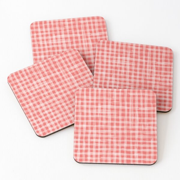 Item preview, Coral gingham textured stripes  designed and sold by marufemia.