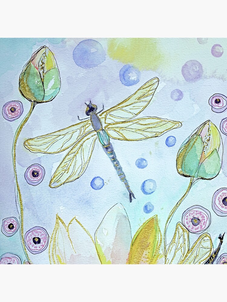 Thumbnail 4 of 4, Pillow, Dragonflys in my garden designed and sold by BirgitteB.