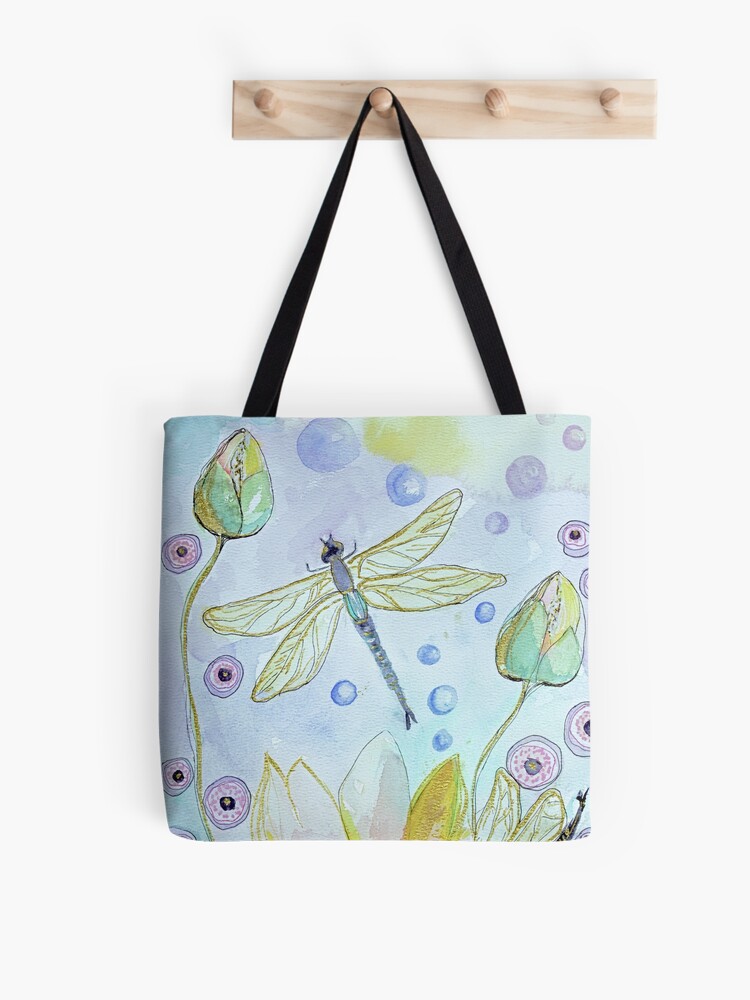 Thumbnail 1 of 2, Tote Bag, Dragonflys in my garden designed and sold by BirgitteB.