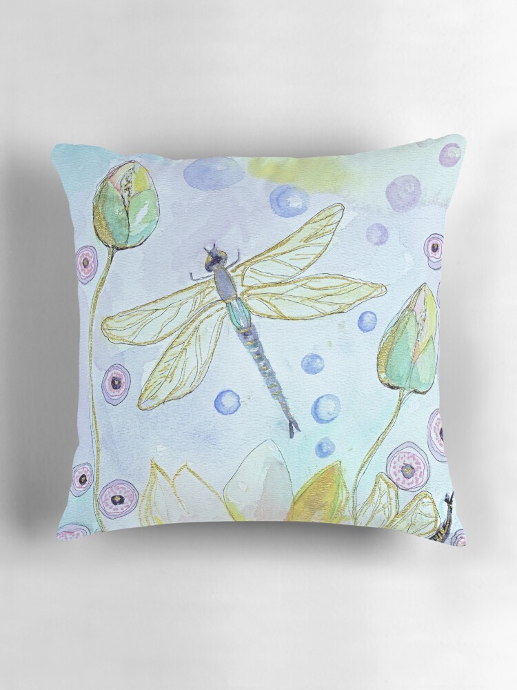 Thumbnail 3 of 4, Pillow, Dragonflys in my garden designed and sold by BirgitteB.