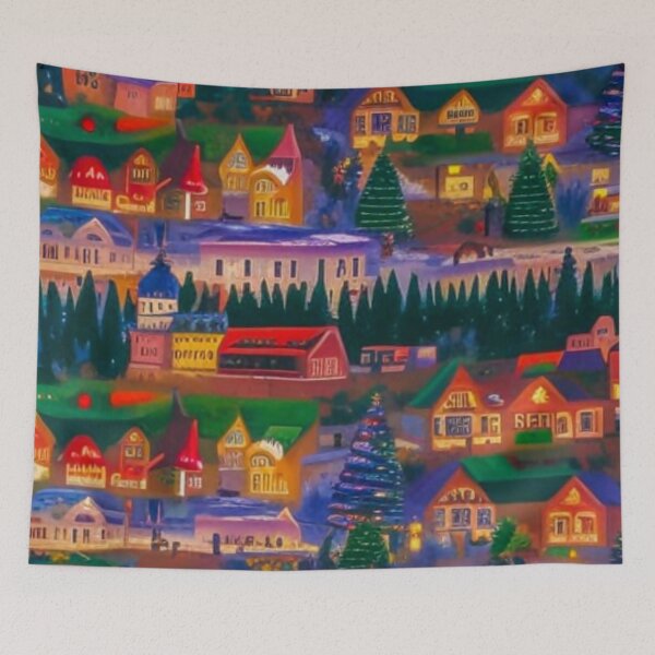 Item preview, Christmas Town - Christmas Village - Miniature Houses Pattern - Red and Green  - Joyeux Noel designed and sold by MyArt23.