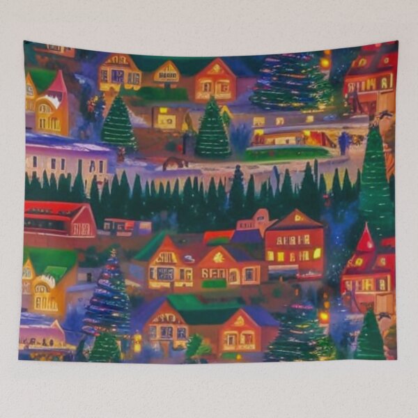 Item preview, Christmas Town - Christmas Village - Miniature Houses Pattern - Red and Green  - Joyeux Noel designed and sold by MyArt23.