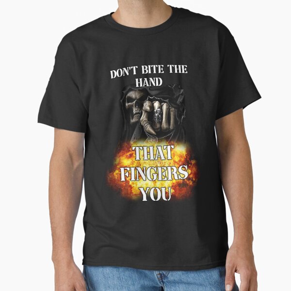 Item preview, dont bite the hand that fingers you edgy skeleton meme designed and sold by InMyMentalEra.