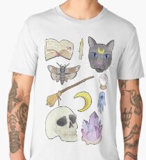 Witchy Aesthetic Spread - Skull, Cat, Crystal, Moon Men's Premium T-Shirt