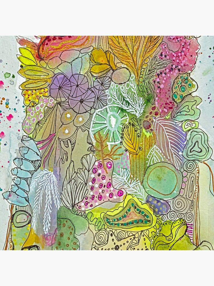 Thumbnail 4 of 4, Pillow, Coral tower with green designed and sold by BirgitteB.