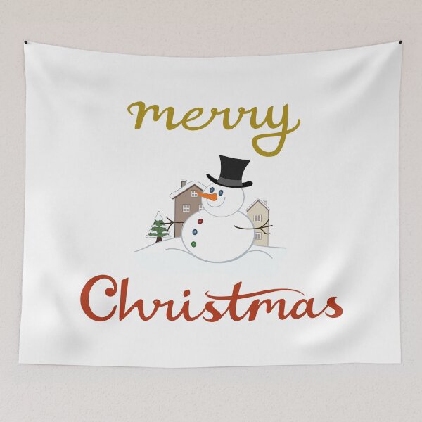 Item preview, Merry Christmas Script+Snowman designed and sold by NataliePaskell.