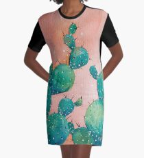 Desert cactus watercolor painting Graphic T-Shirt Dress