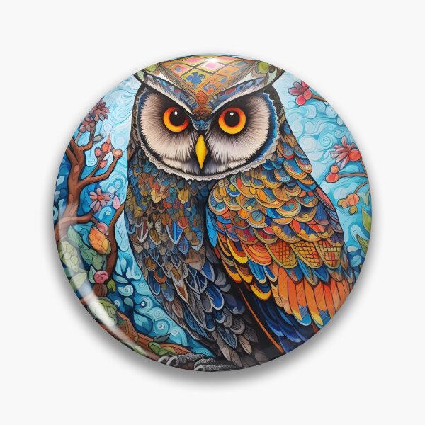 Item preview, Colorful floral vivid perched owl designed and sold by dcrc.